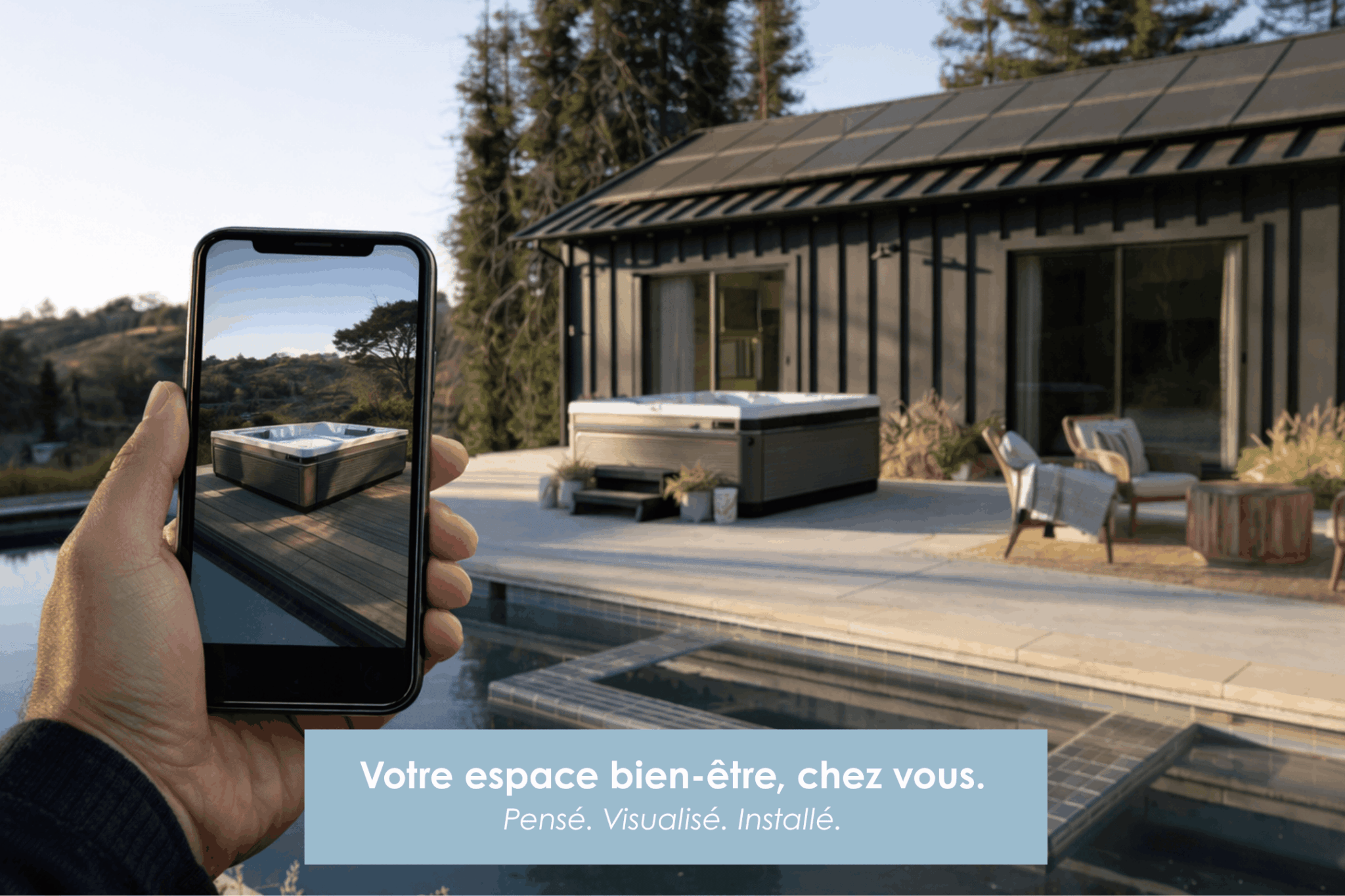 Visualisation d'un spa Caldera en réalité augmentée avec l'application Vision AR