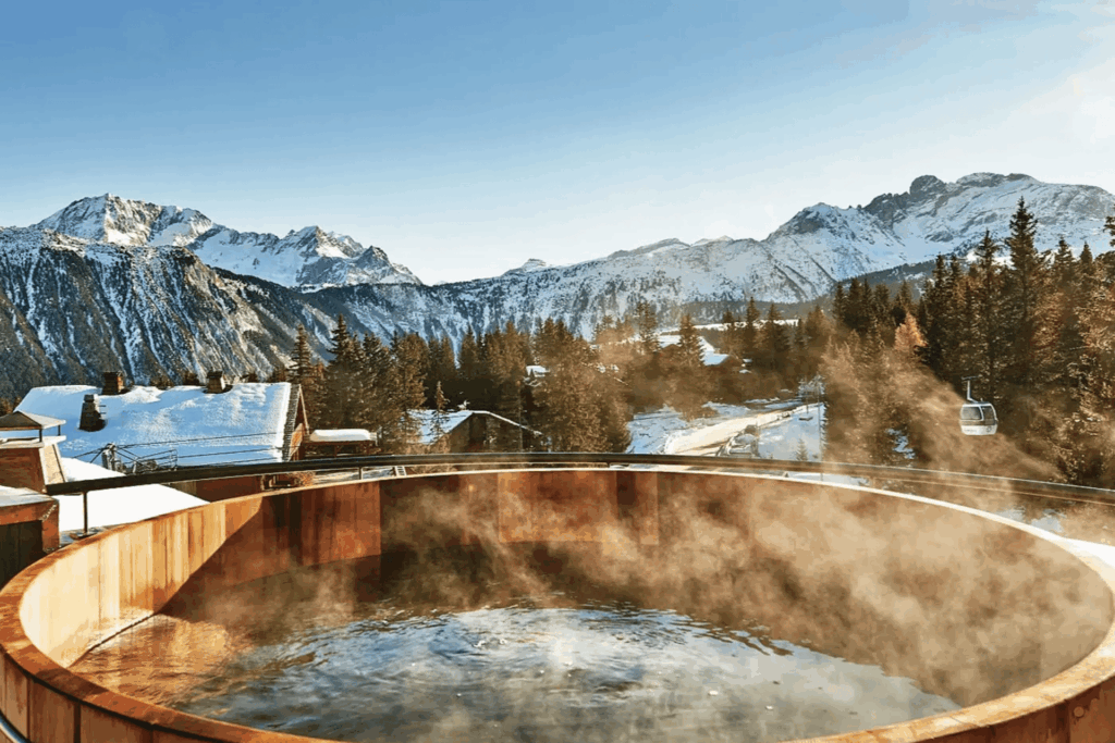 Bain nordique extérieur en bois pour récupération et bien-être, Pays Basque